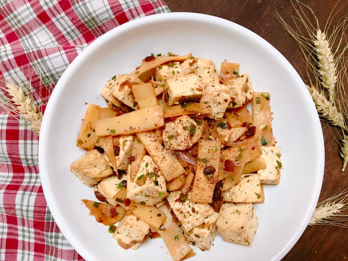 🌱 Đậu Hủ Xào Măng Tre Tương Hột Chay (Vegan)