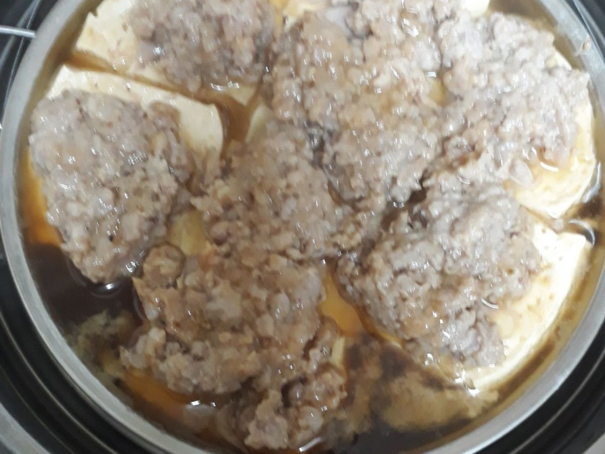 Đậu hũ non hấp thịt xay
