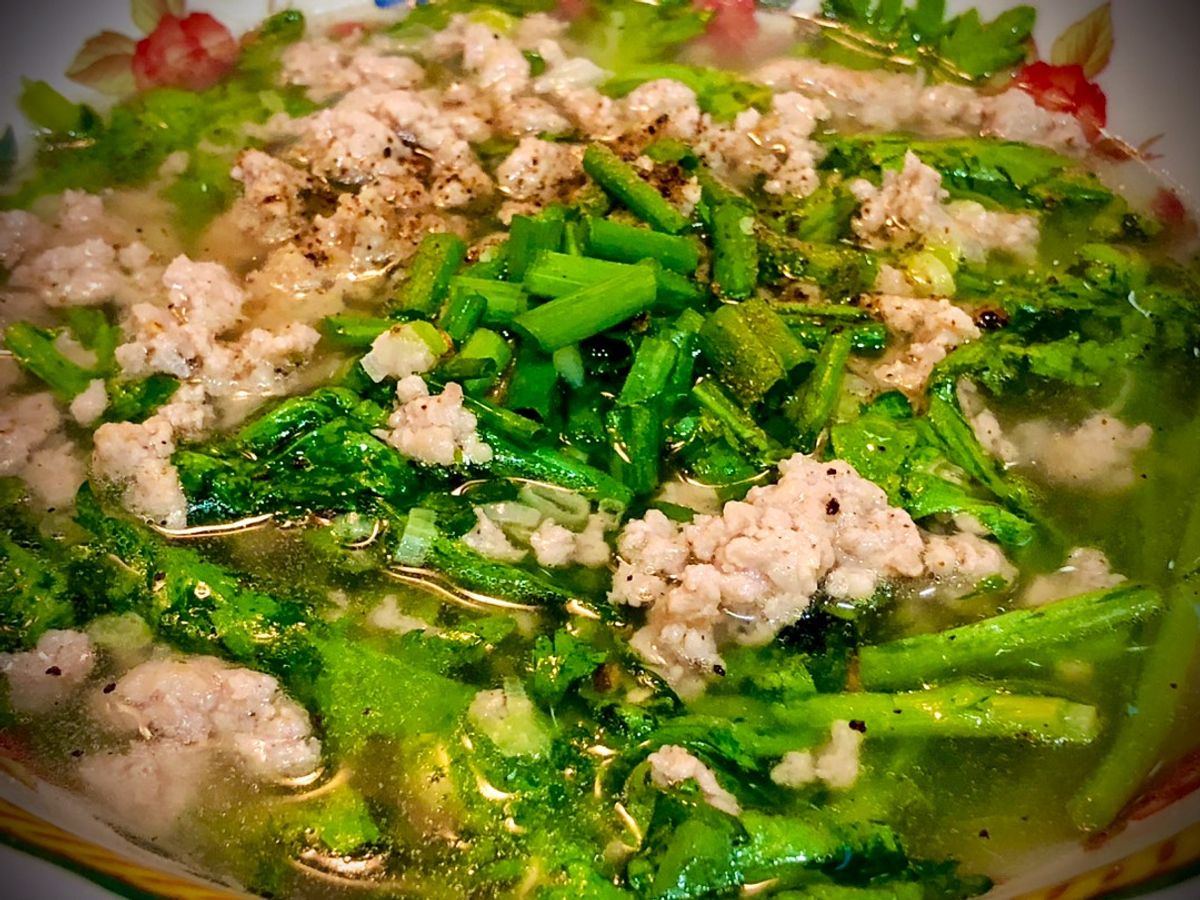 Canh Rau Tần Ô Thịt Băm