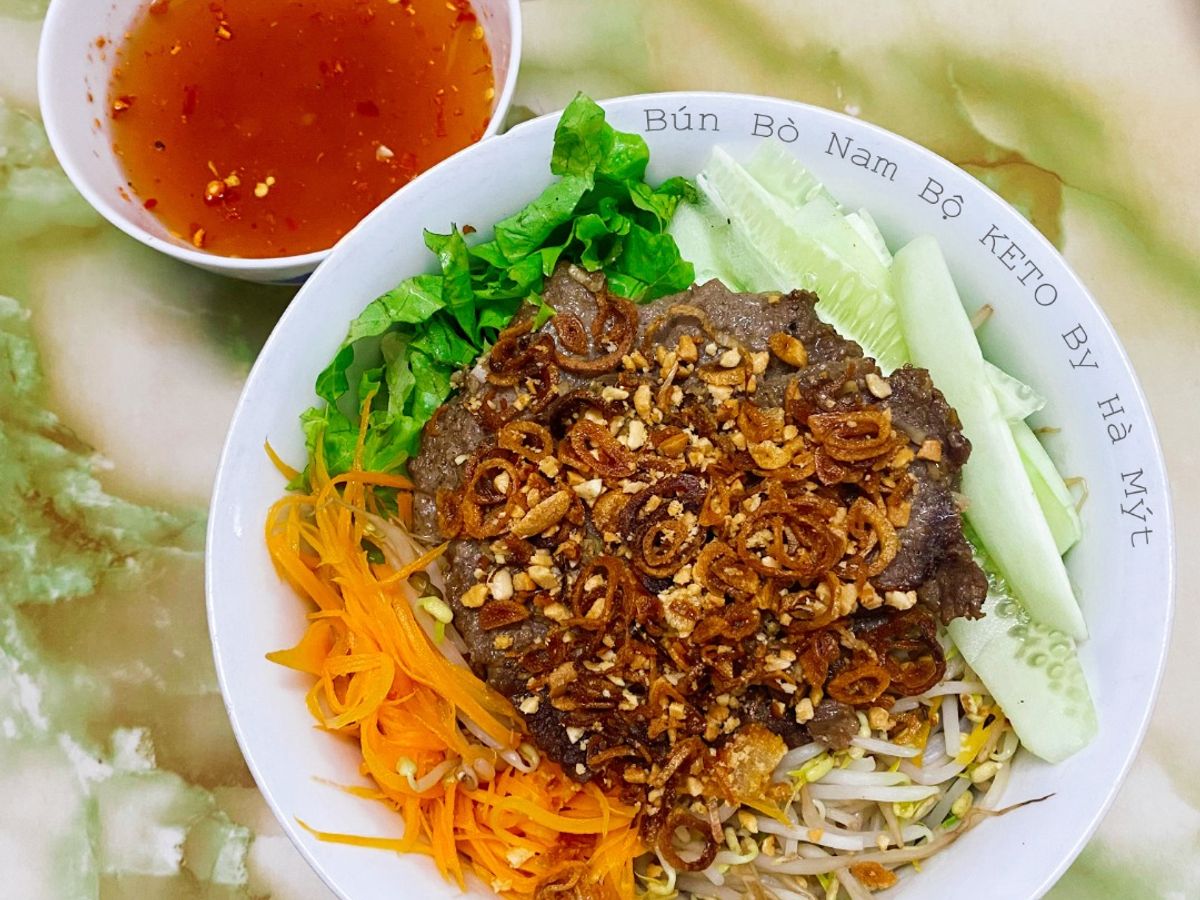 Bún Bò Nam Bộ Keto (bún trộn)