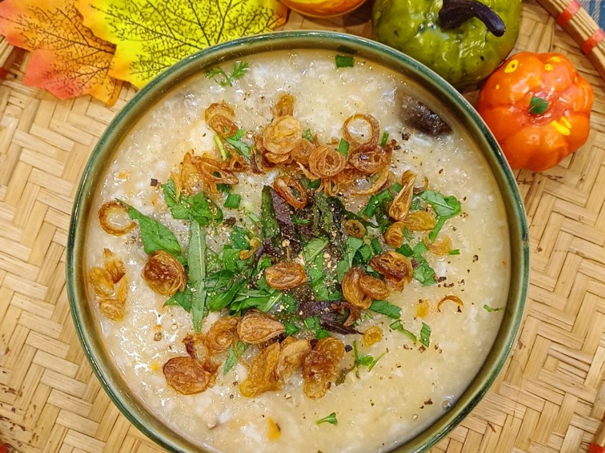Cháo tôm, nấm tươi