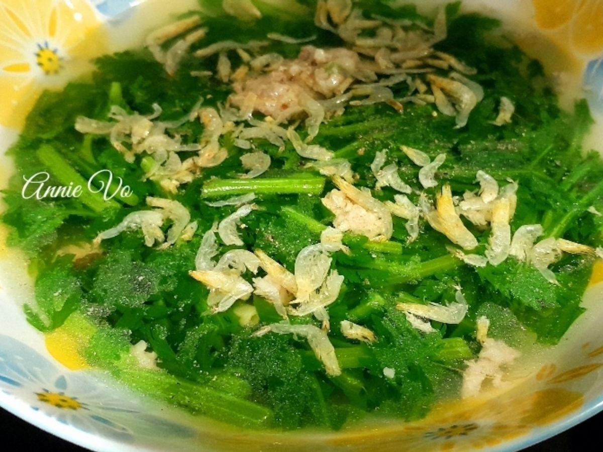 Canh tần ô thịt xay tép khô