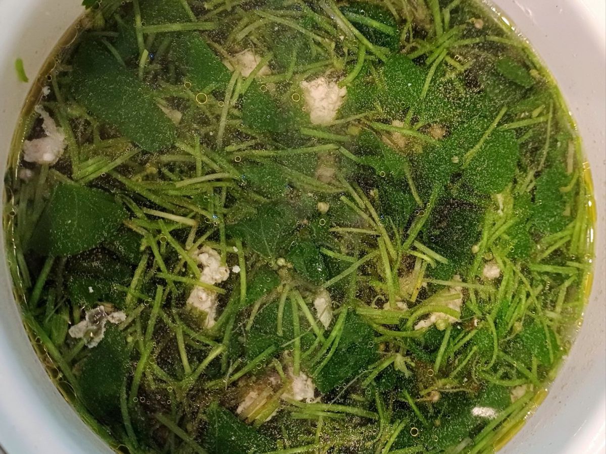 Canh rau má nấu thịt nạc xay
