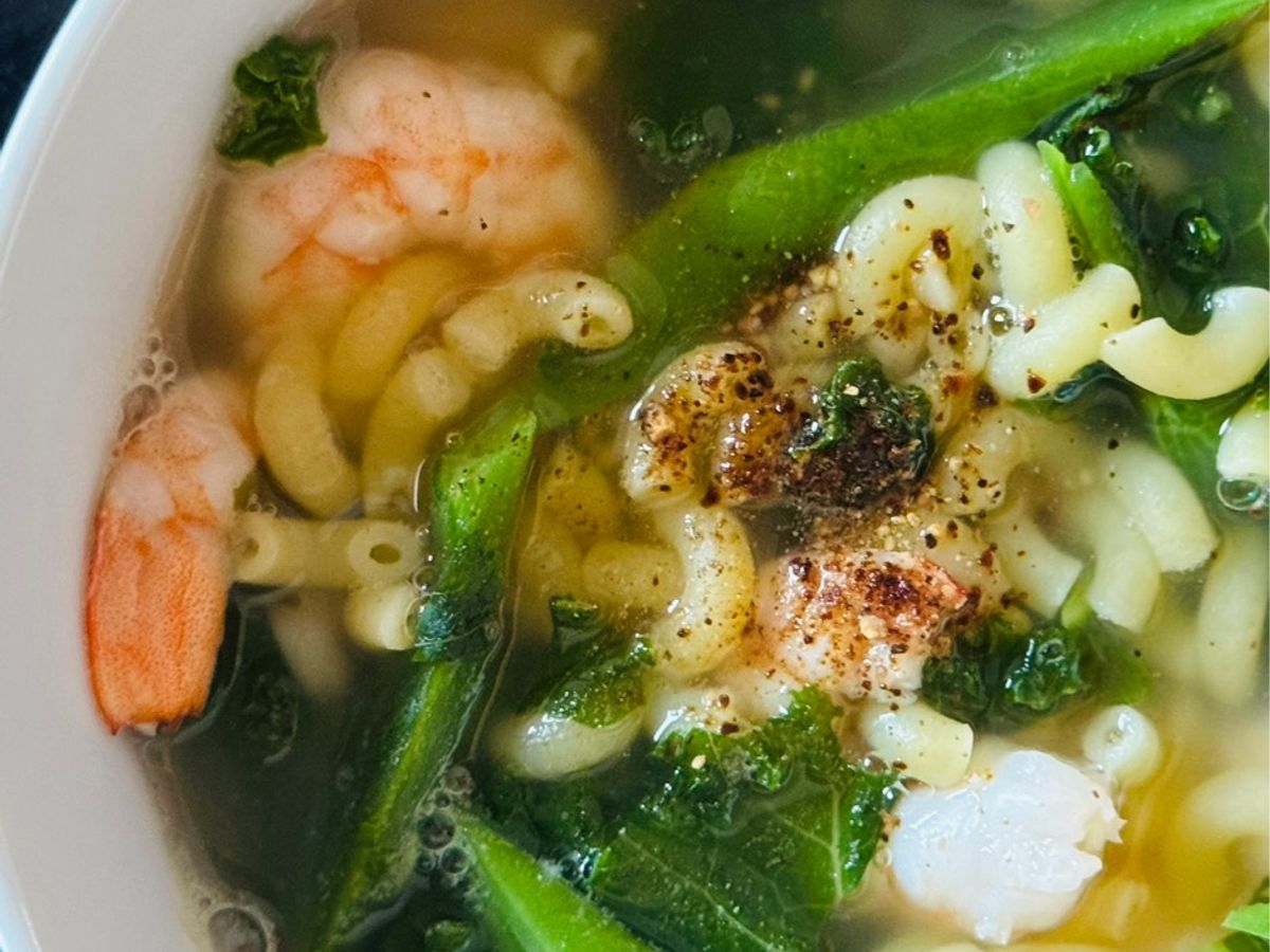Nui Nấu Tôm & Rau Xanh