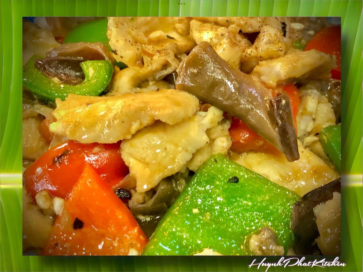 Filet Cá Lóc Xào Ớt Chuông, Nấm Mèo