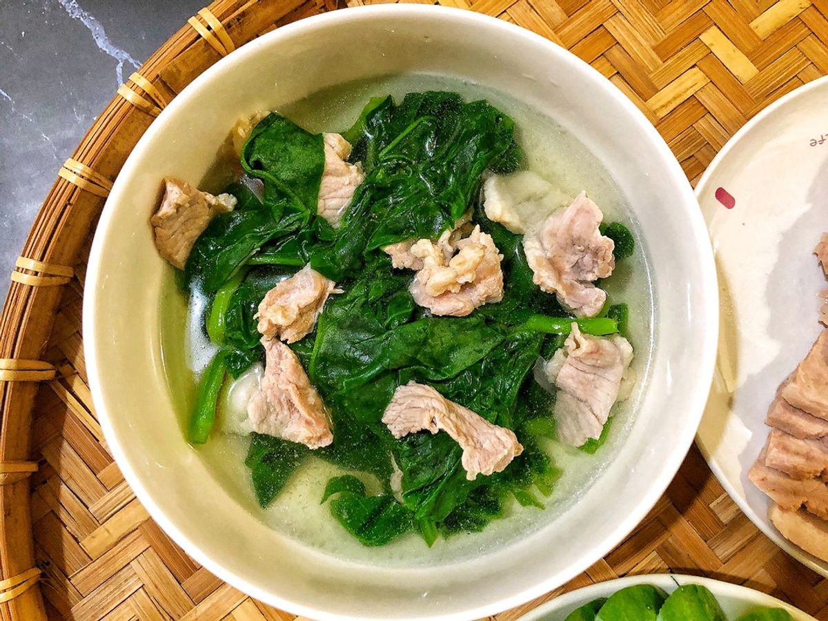 Canh Rau Mồng Tơi Nấu Thịt Nạc