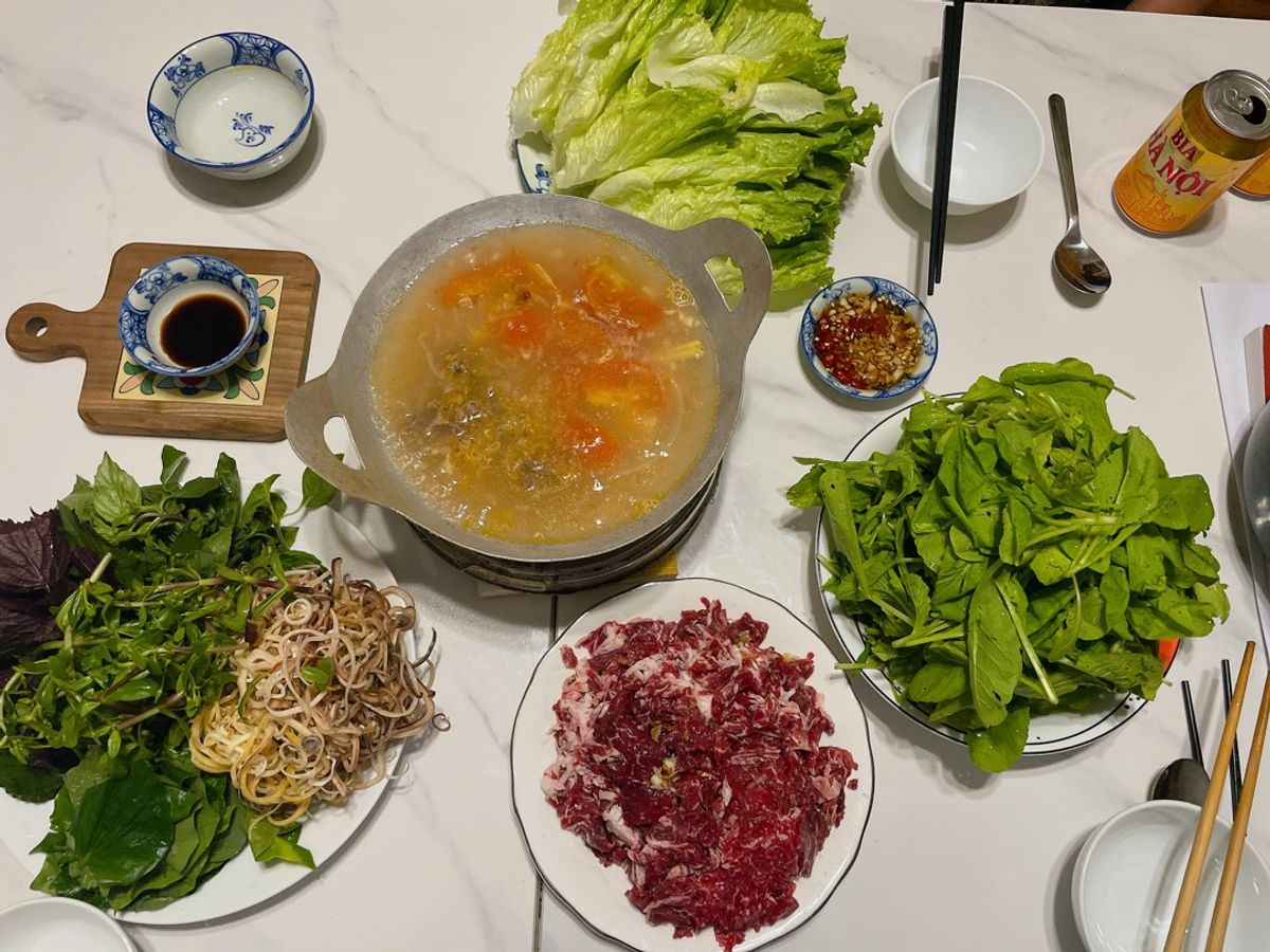 Lẩu bò nhúng mẻ