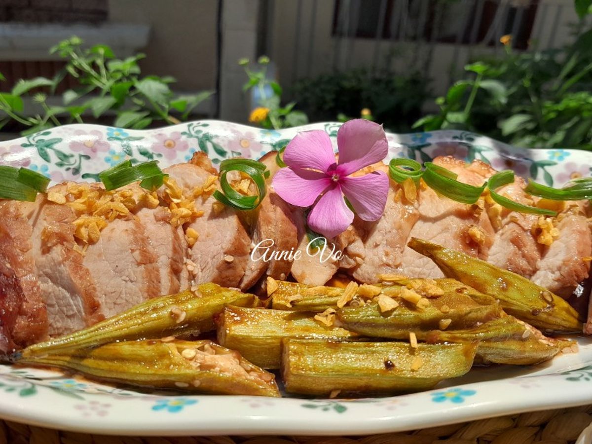 Thịt và đậu bắp nướng