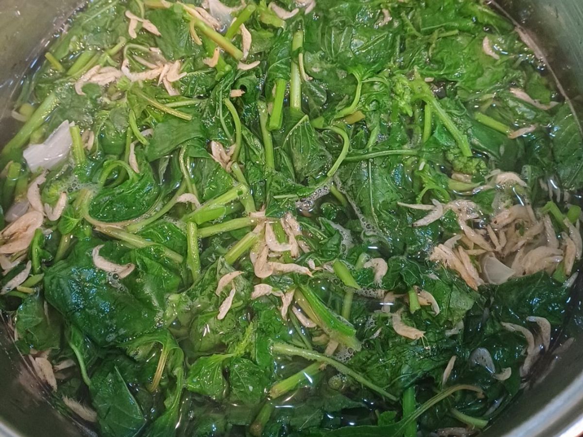 Rau tầm bóp nấu tép khô