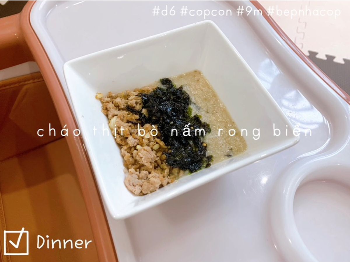 Cháo thịt bò 🥩 nấm 🍄 rong biển