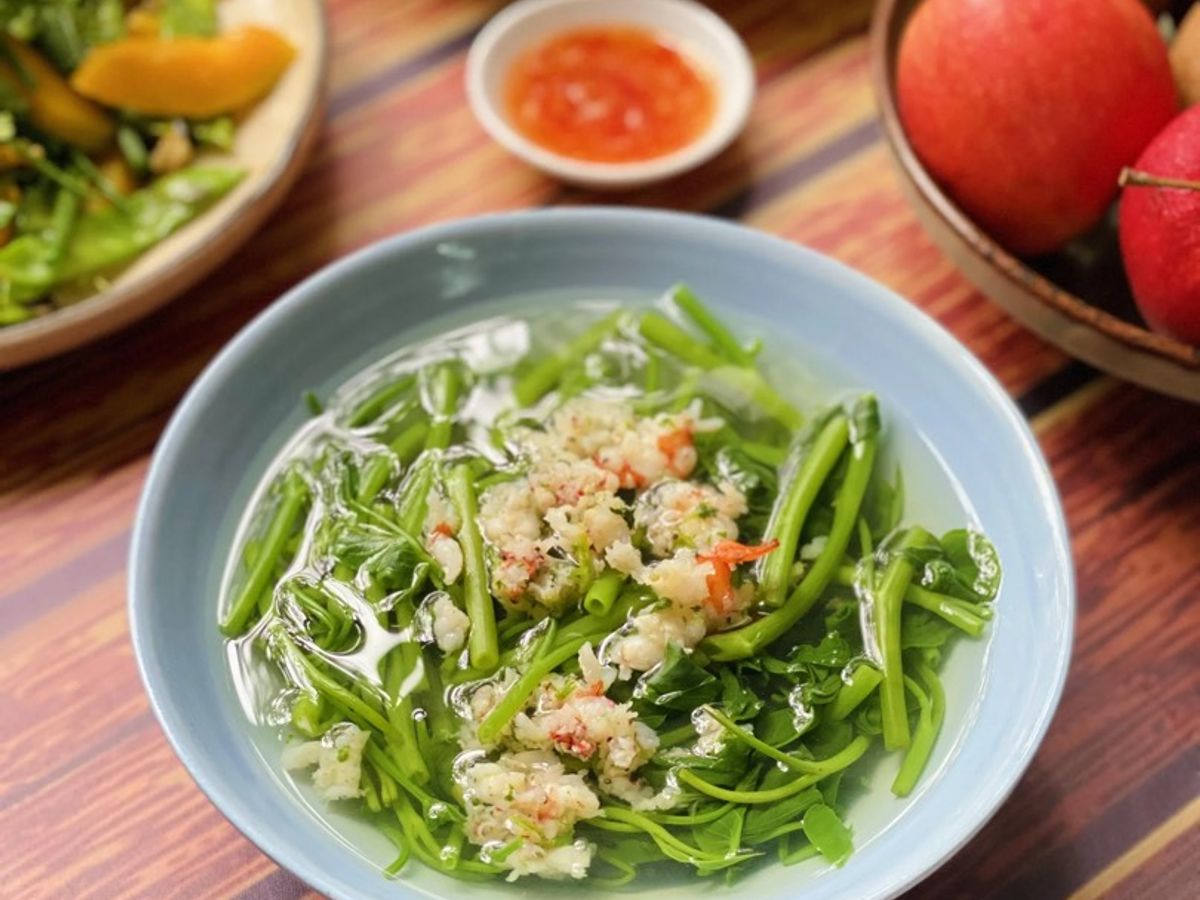 Canh Rau Muống Nấu Tôm
