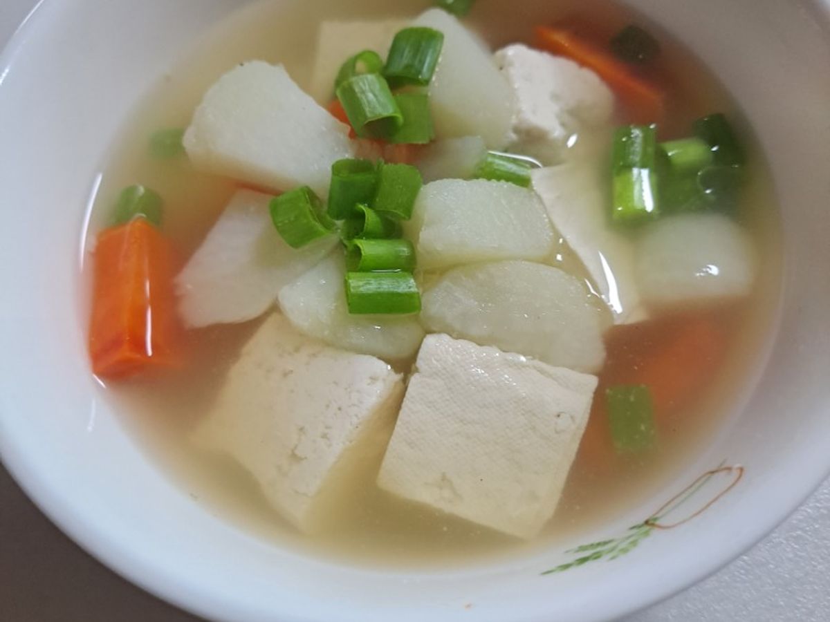 Canh đậu phụ (hũ) khoai tây cà rốt