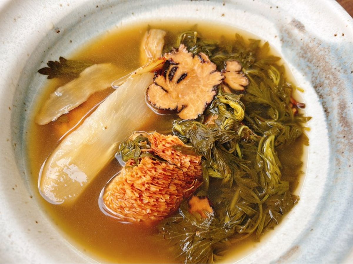 Canh nấm hầu thủ tiềm ngải cứu thuốc bắc