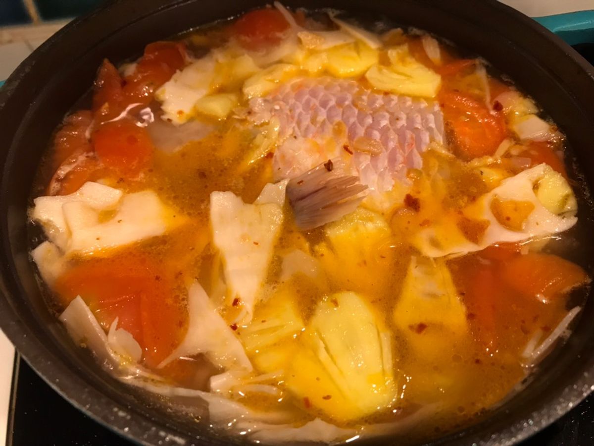 Cá diêu hồng nấu măng chua