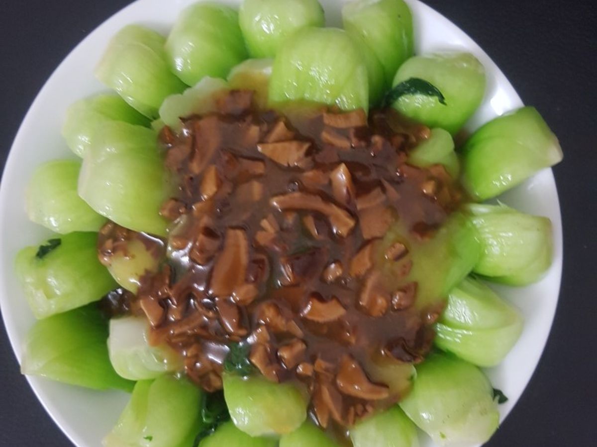 Cải chíp sốt nấm hương