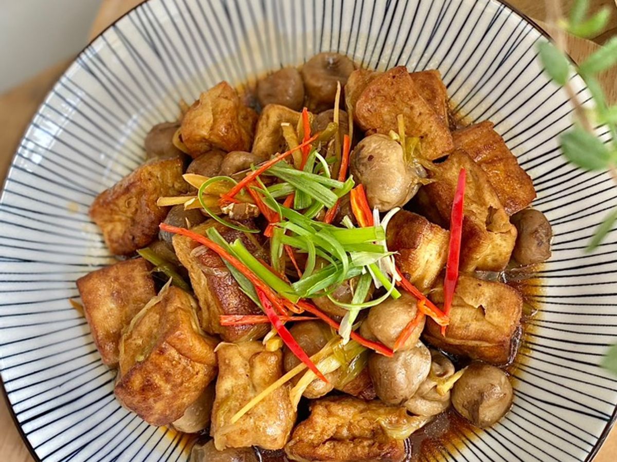 Đậu hũ kho nấm rơm