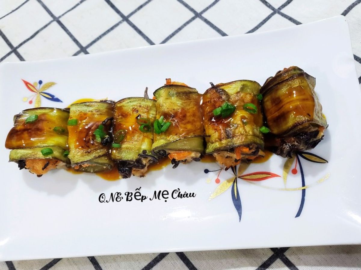 Cà tím cuộn đậu hũ chiên sốt cam