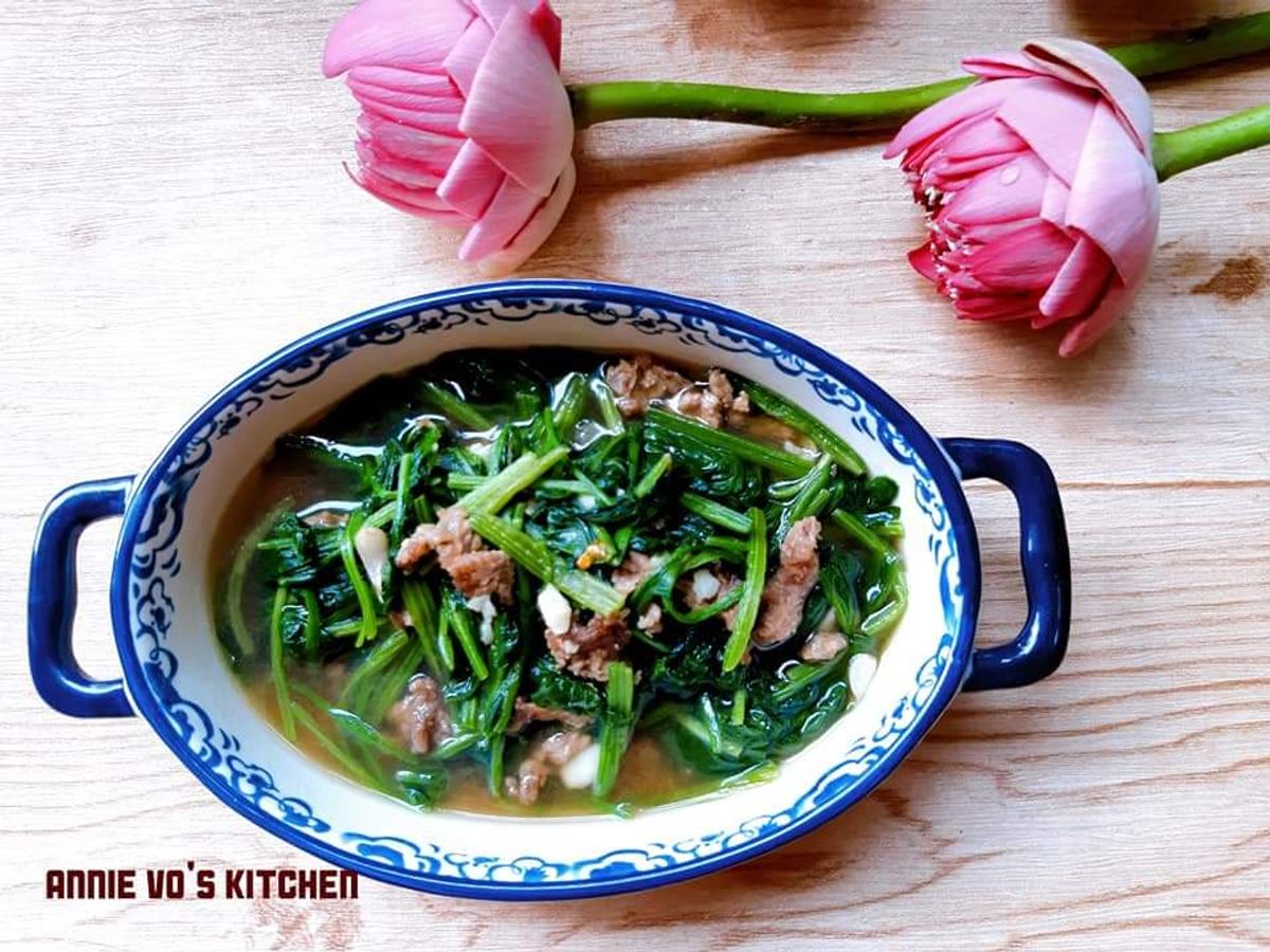 Cải bó xôi xào thịt bò