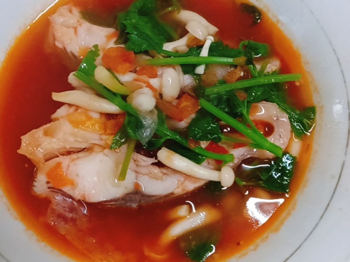 Cá điêu hồng nấu ngót