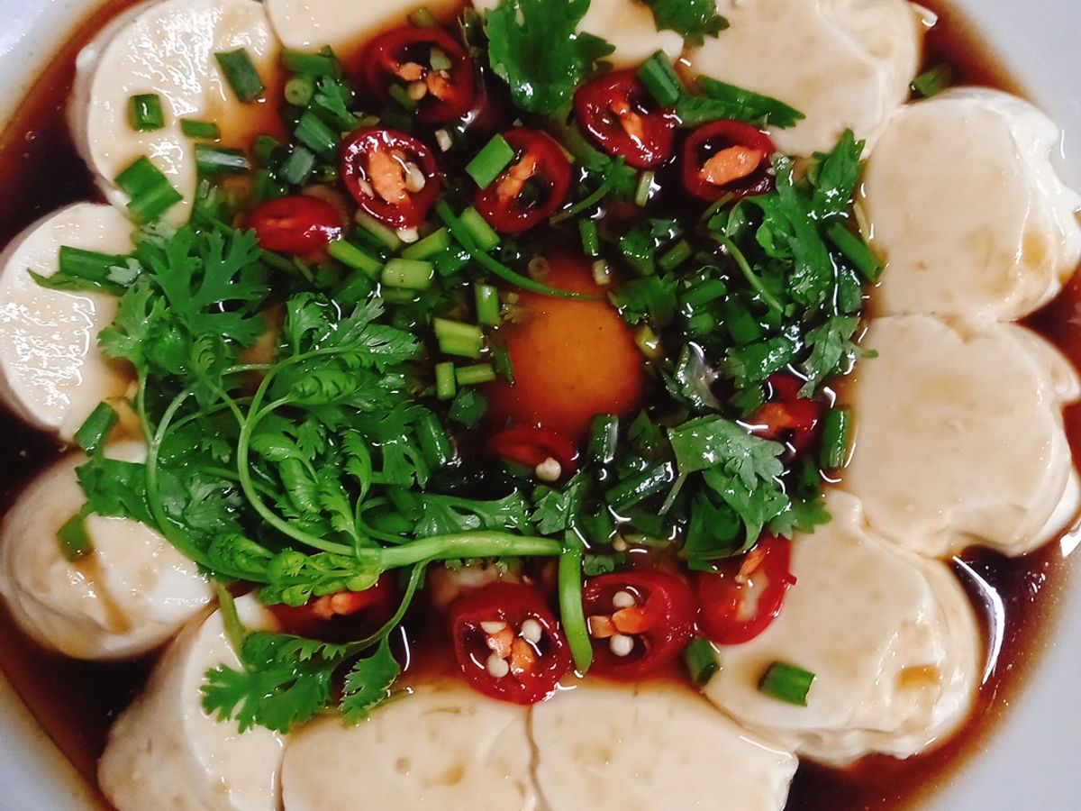 Tàu hủ non hấp thịt và trứng