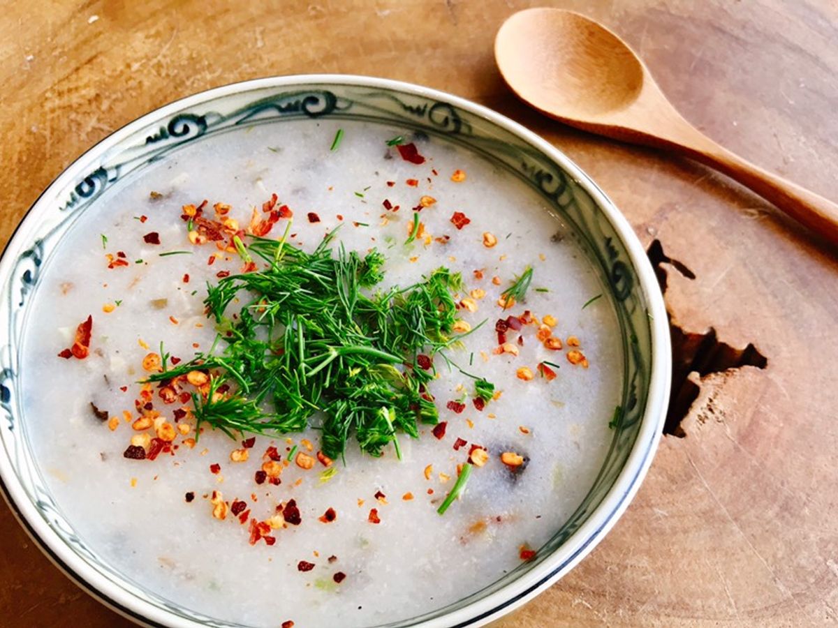 Cháo nấm rong biển tốc hành từ cơm nguội