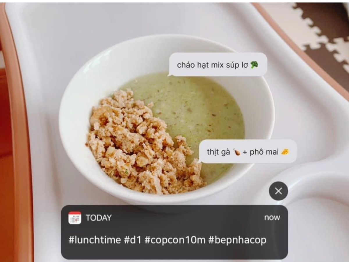 Cháo thịt gà súp lơ 🥦 phô mai
