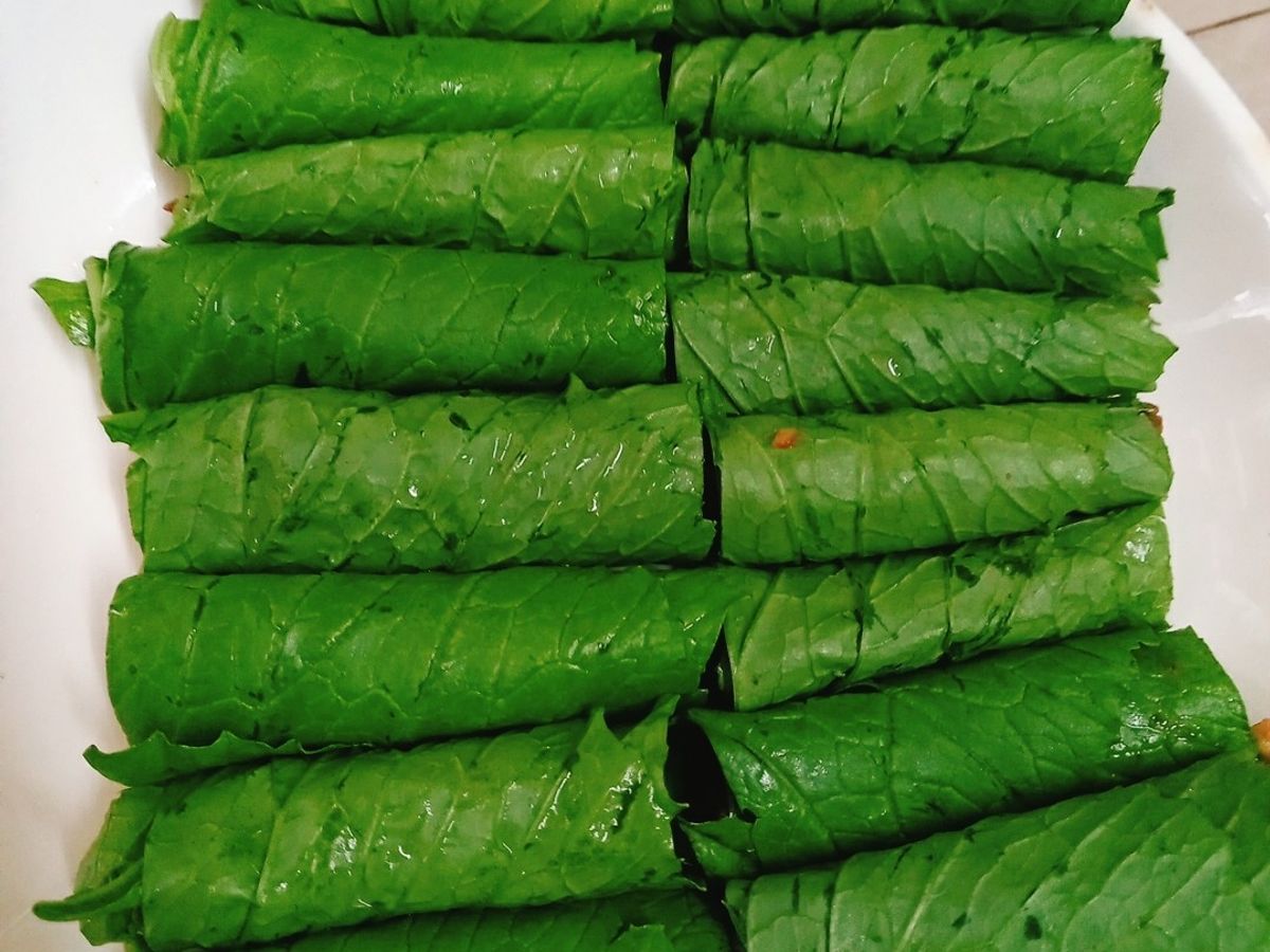 Cải xanh cuộn thịt bò