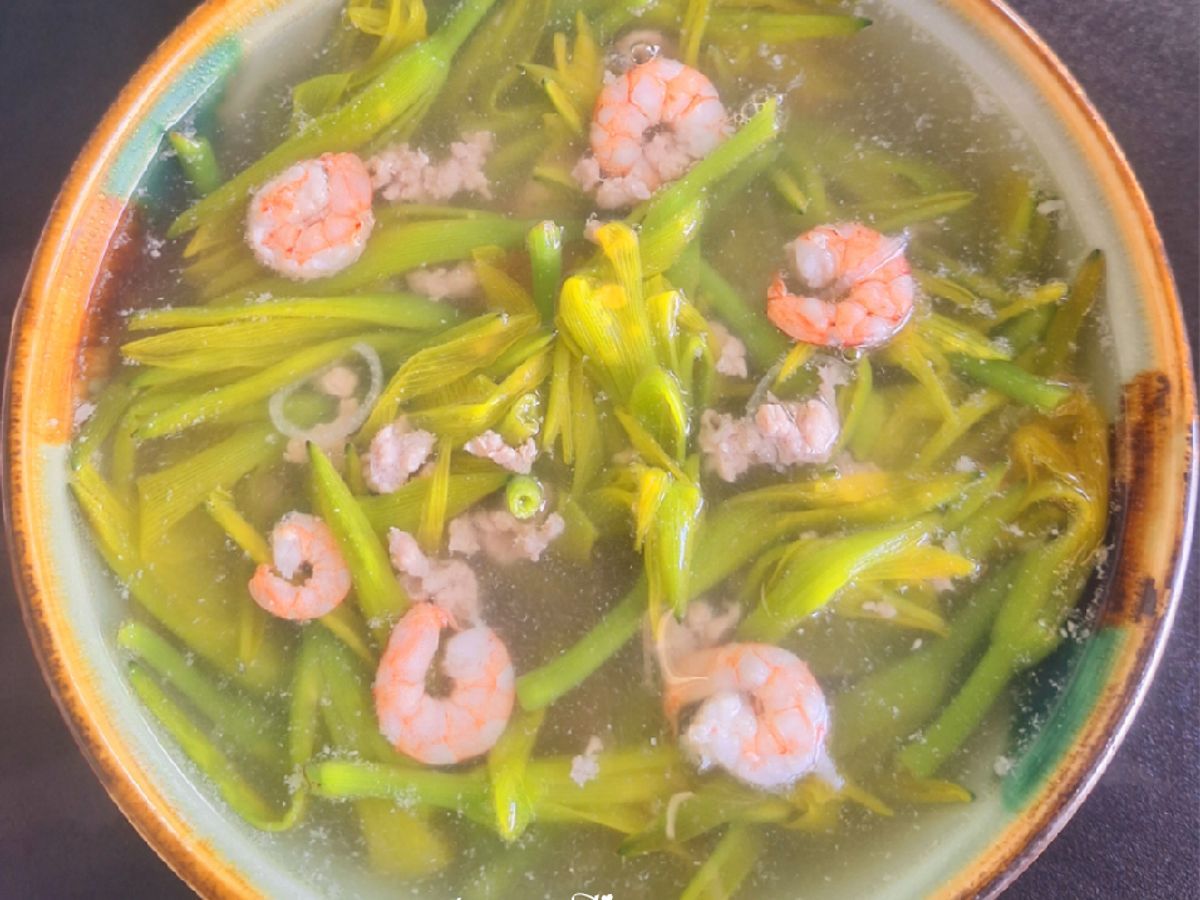 Canh bông kim châm tôm thịt