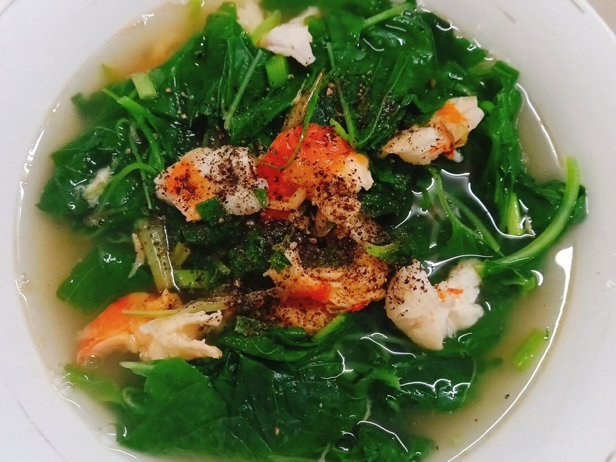 Rau dền nấu canh tôm