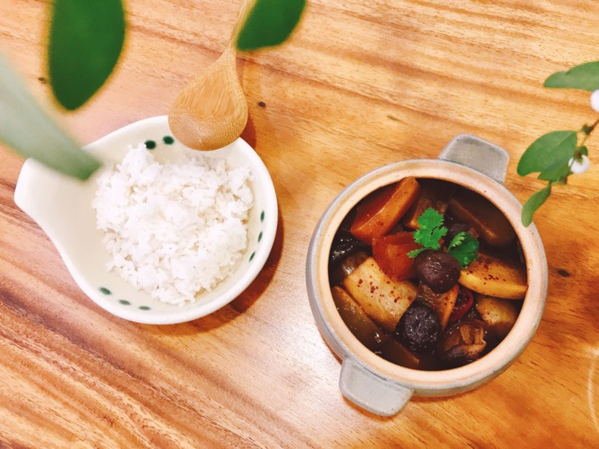Củ cải kho nấm hương