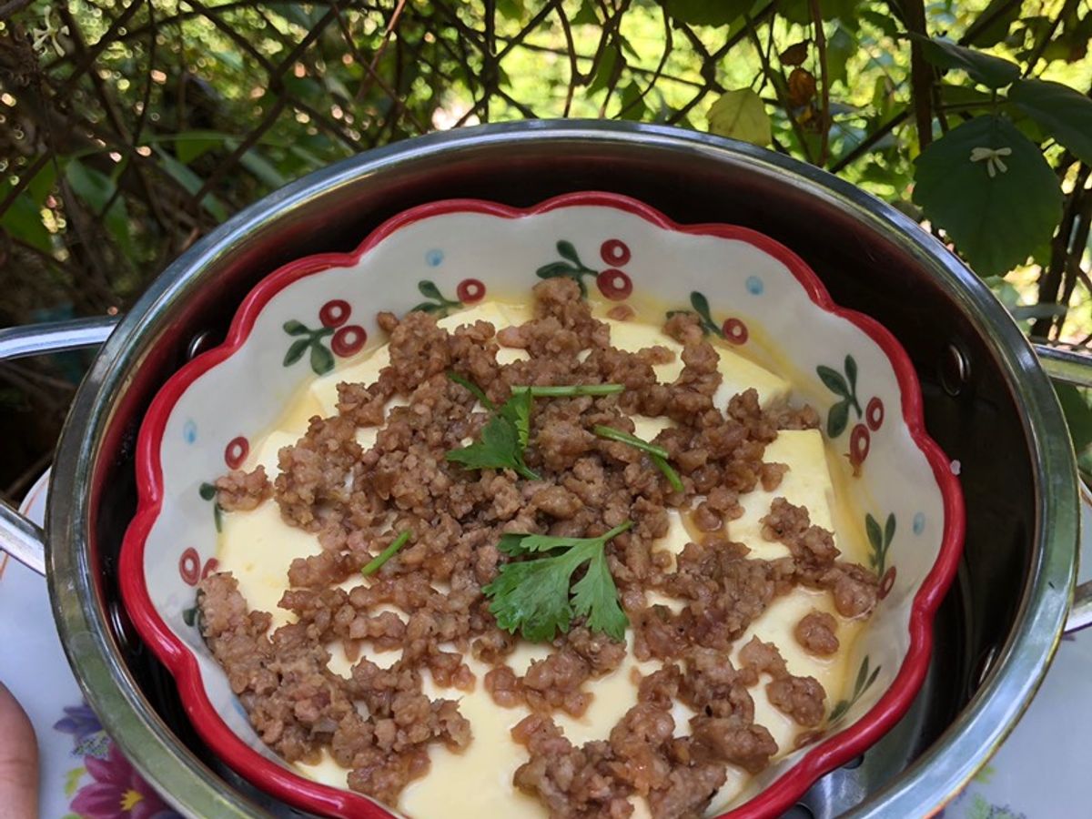 Đậu non trứng thịt sốt teriyaki