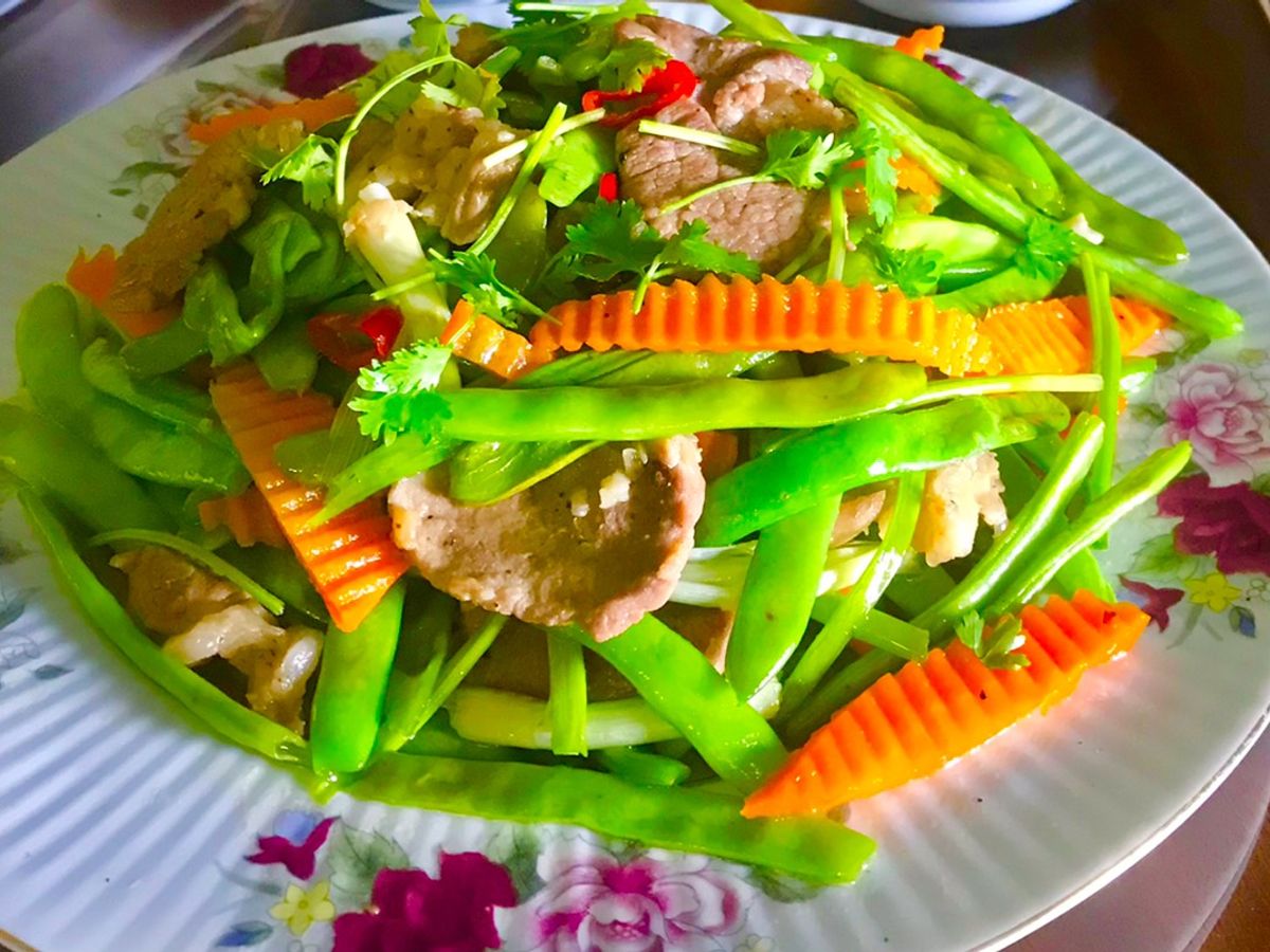 Đậu que cà rốt xào thịt nạc