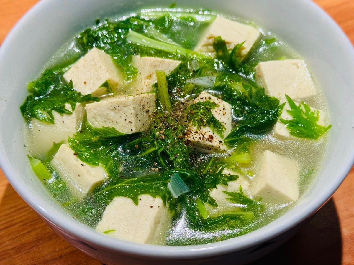 🌱 Canh Cải Xanh Đuôi Phụng Nấu Đậu Hủ (Vegan)