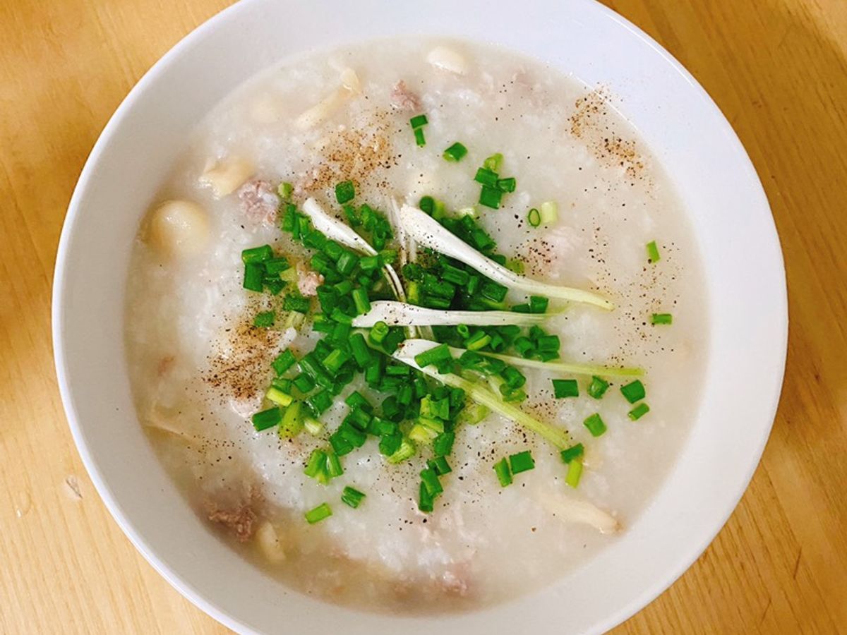 Cháo nấm thịt nạc xay