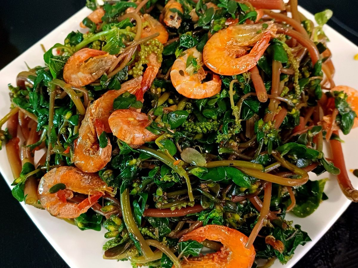 Gỏi rau sam, tôm