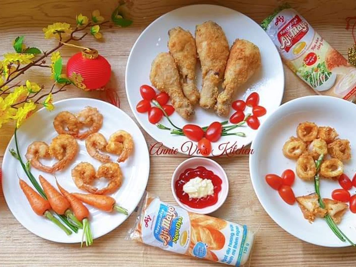 Gà, tôm, mực chiên xù 🍗🦐🦑