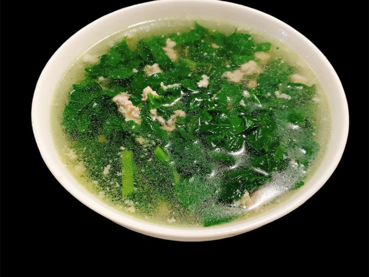Canh rau mồng tơi nấu thịt băm