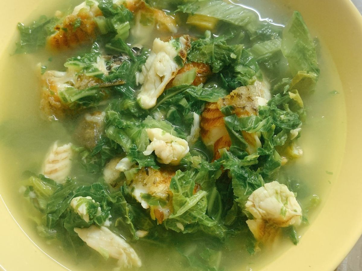 Canh cải nấu cá rô