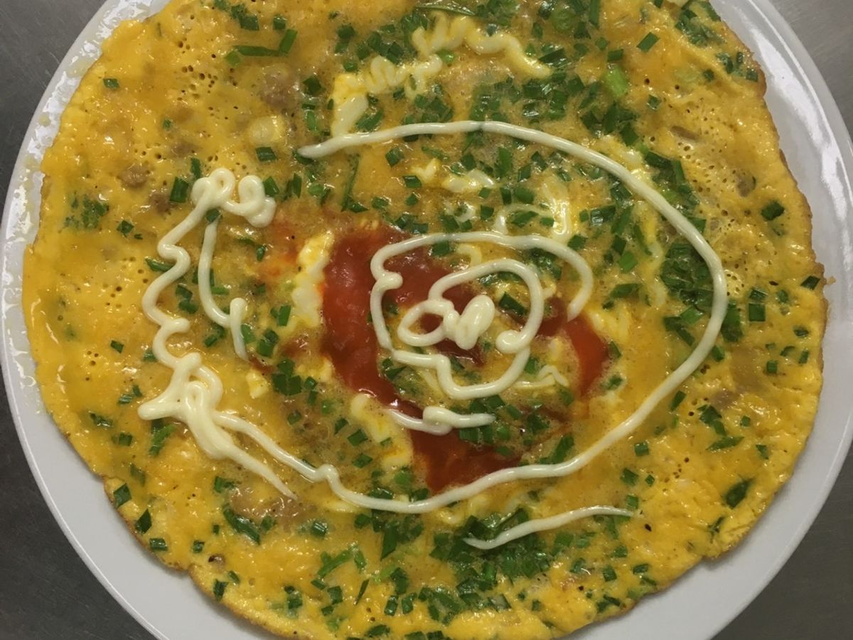 Trứng chiên mayonaise và phô mai con bò cười