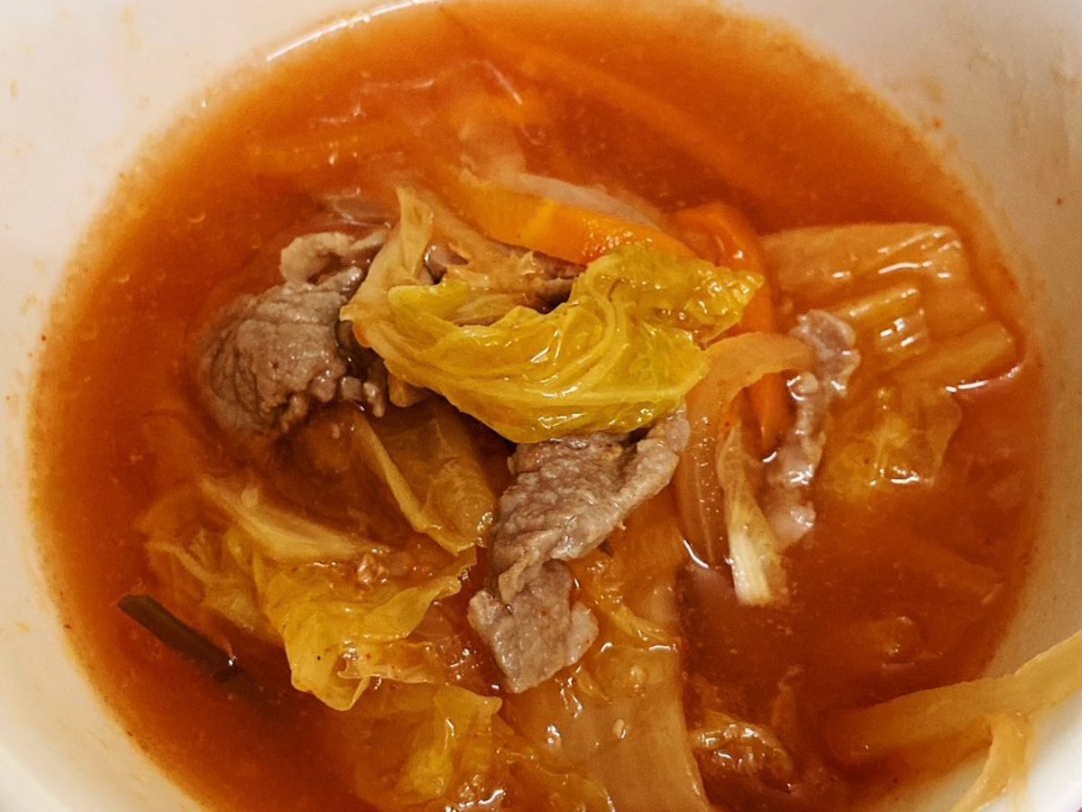 Canh kim chi thịt bò nấu lười