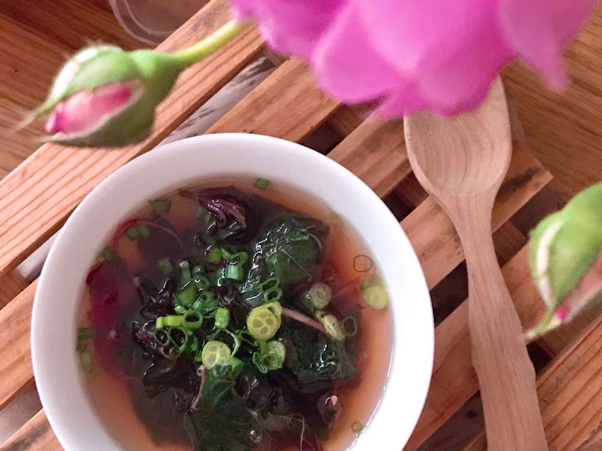 Canh Rau Dền Tía Nước Dùng Tôm Nướng