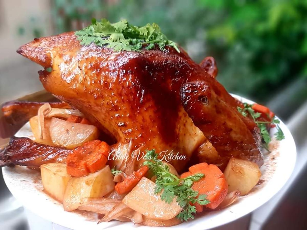 Gà nướng rau củ