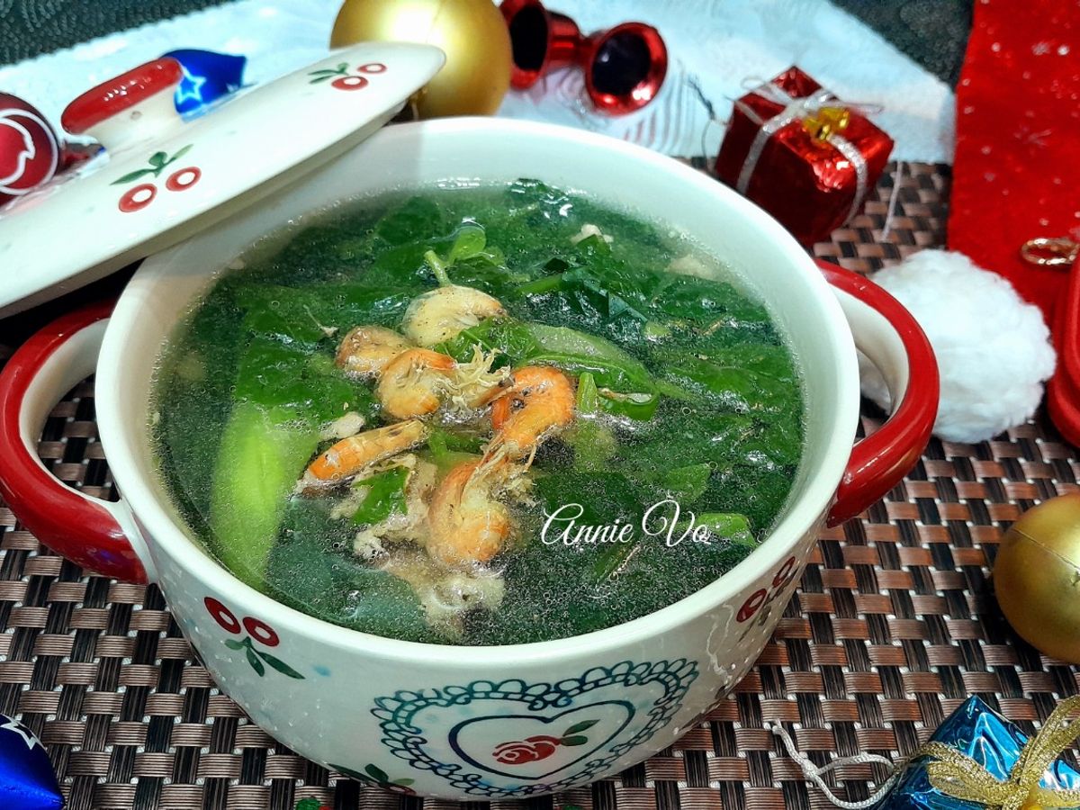 Canh mồng tơi mướp nấu tôm thịt