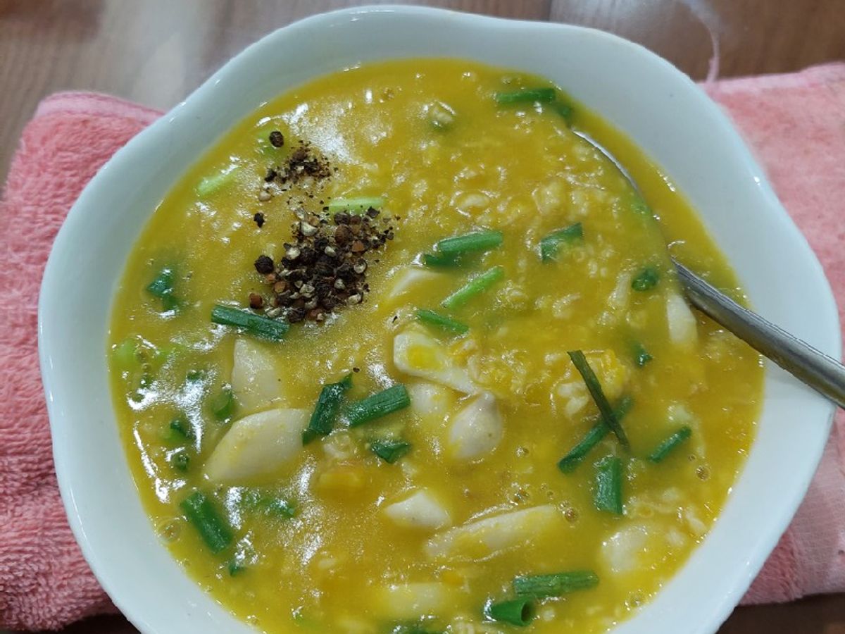 Cháo yến mạch bí đỏ nấm