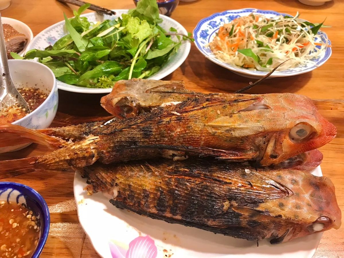 Cá tắc kè nướng than