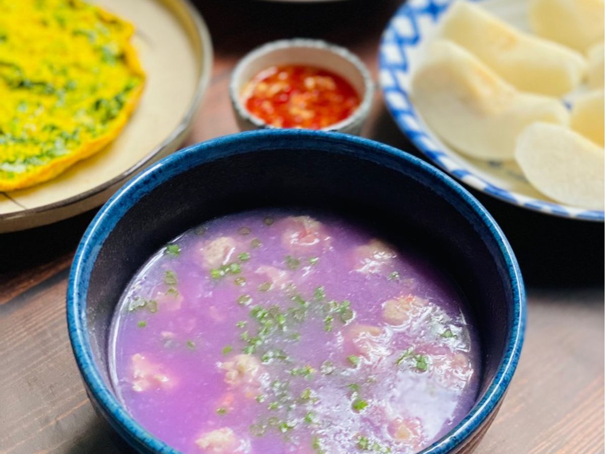 Khoai Tím Nấu Chả Mọc Tôm