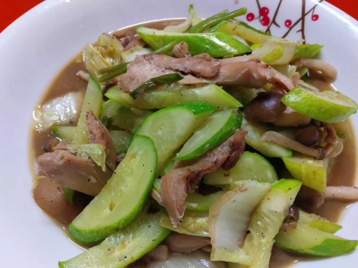 Rau củ xào gà nướng