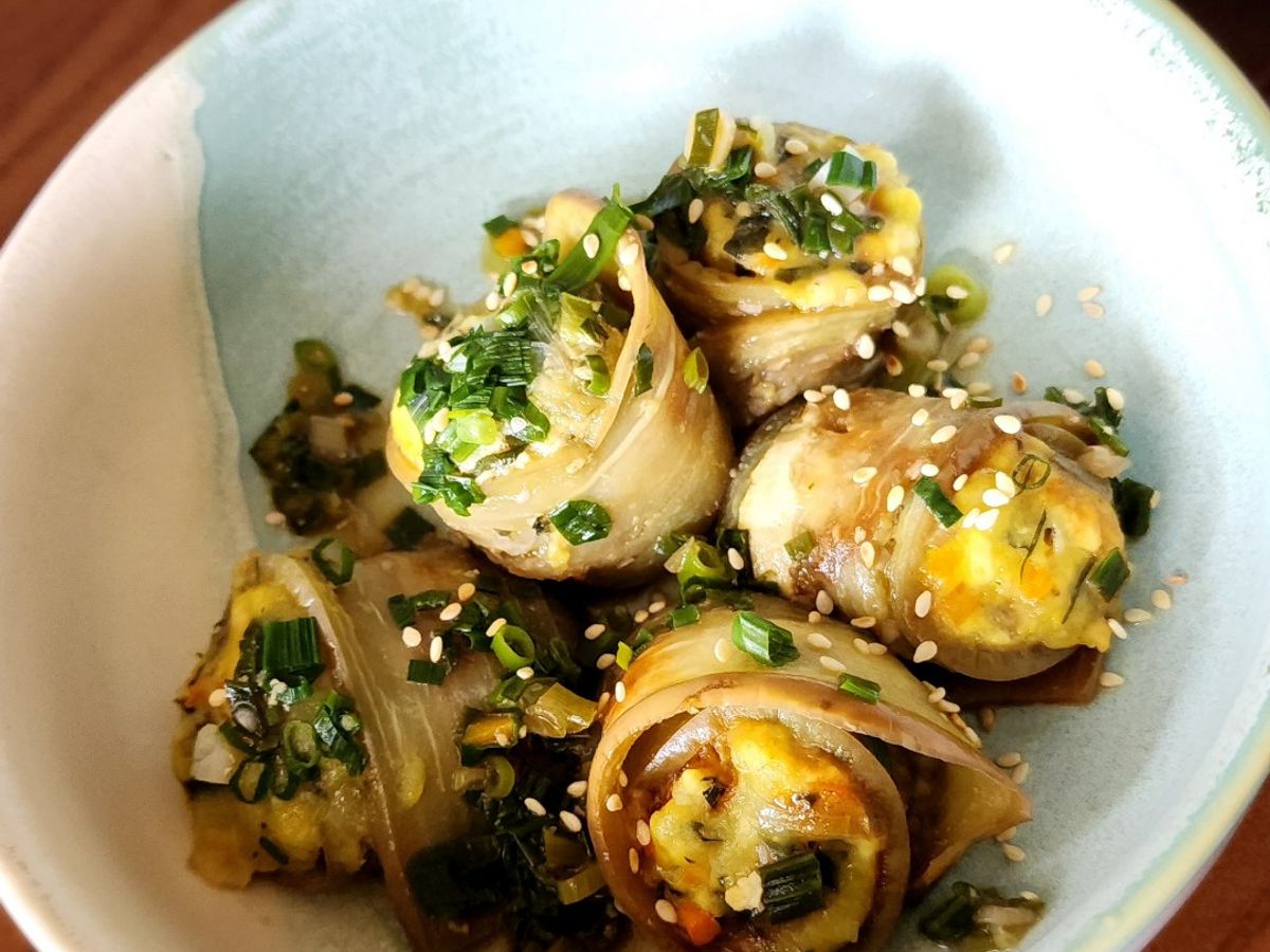 Cà tím cuộn đậu hũ hấp (món chay)