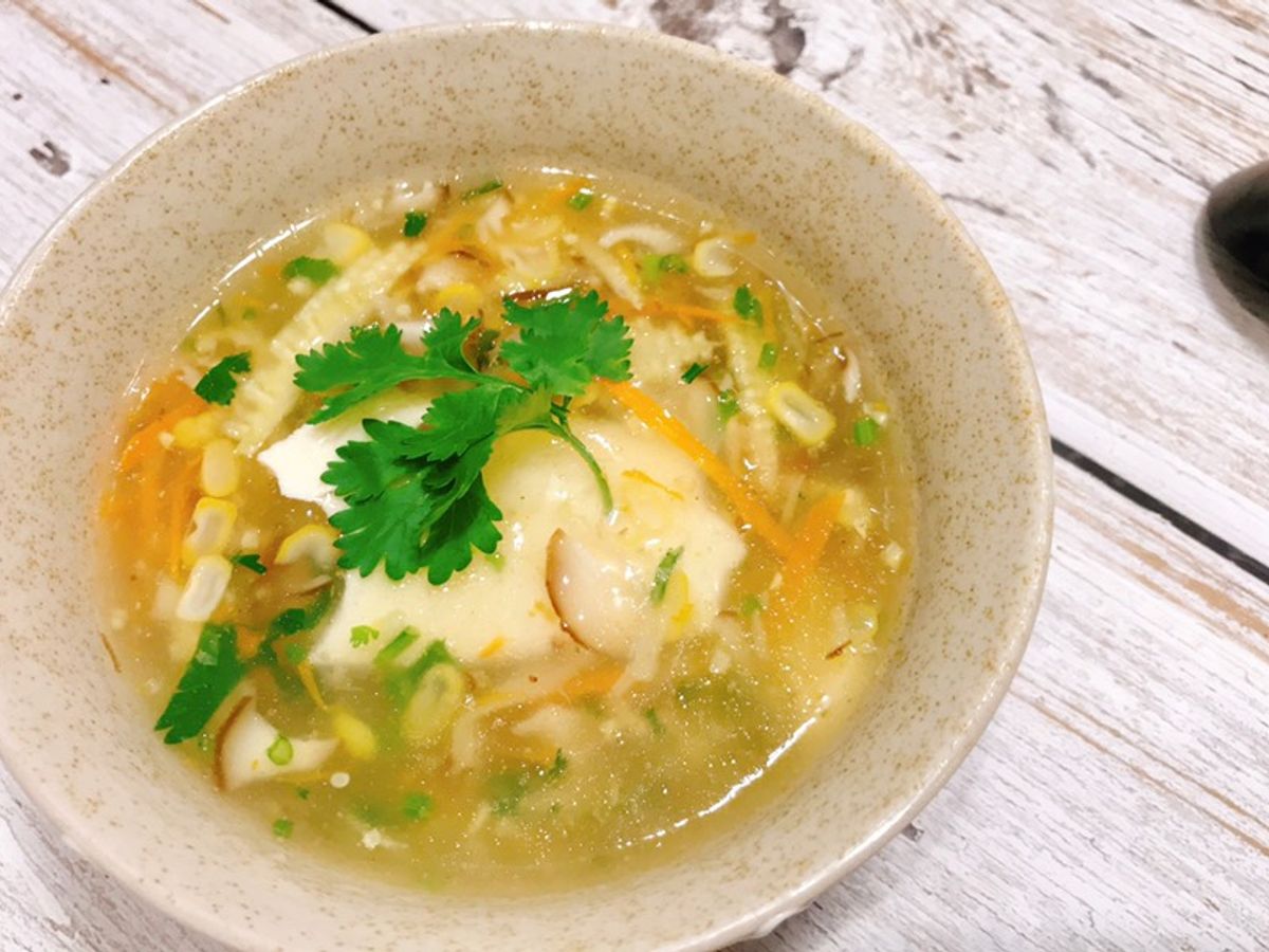 Soup đậu hũ non rau củ