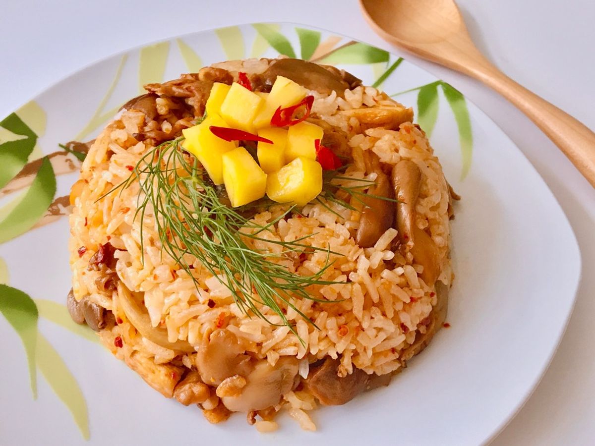 🌱 Cơm Chiên Nấm Bào Ngư Cay (Vegan)